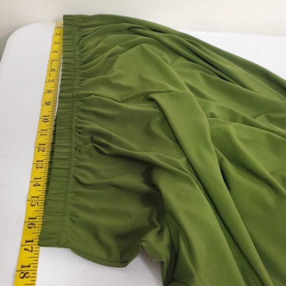 Bob Mackie Womens Wide Leg Pull On Pants Size 1X Petite Green Artsy Stretch - Picture 9 of 13